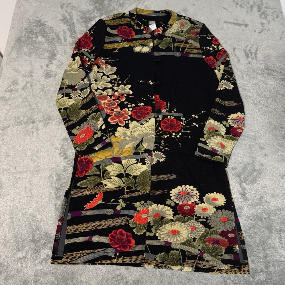 Vintage Gumps San Francisco Japanese Floral Coat Size XS Floral MINT 90s‎